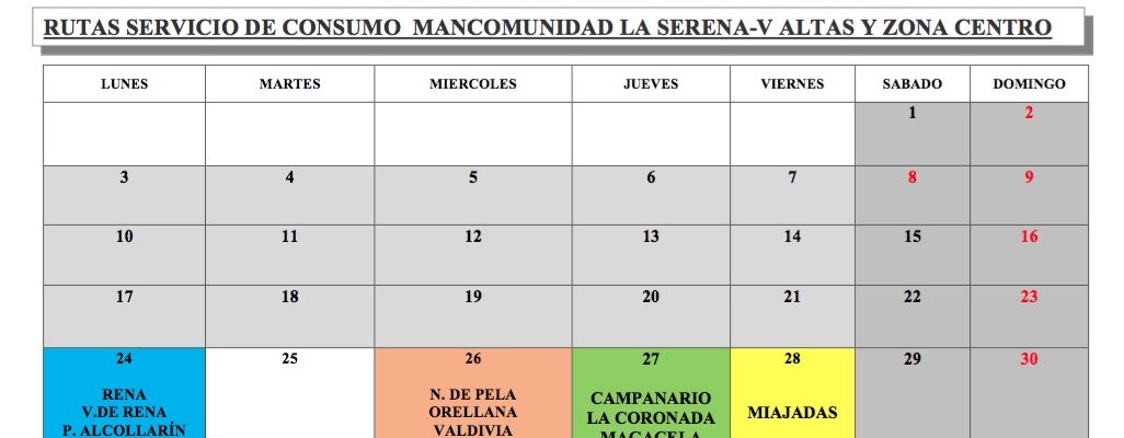 Oficina de Consumo – calendario septiembre 2018