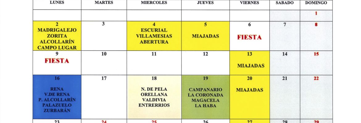 Oficina de Consumo – calendario diciembre 2019