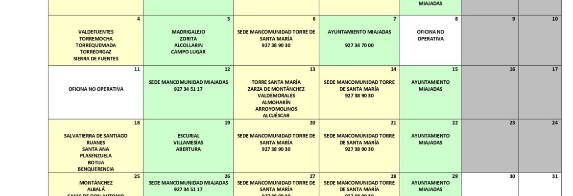 Oficina de Consumo – Calendario julio 2022.